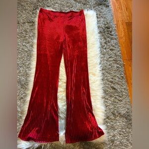Red Velvet Flare Pants